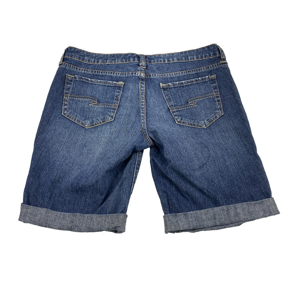 Arizonia Jean Shorts Junior 7 Medium Wash Denim Bermuda Roll‎ Up Modest Jorts - Picture 2 of 11